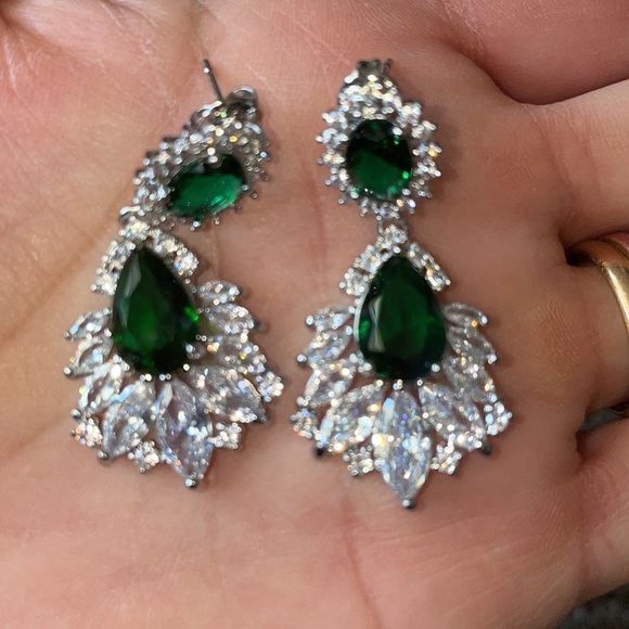 💚 3 gorgeous Rhinestone 925 sterling silver  three pieces set - Picture 6 of 6